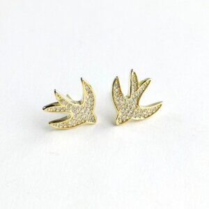 Swallow bird Stud earrings In 14k Gold over Sterling...